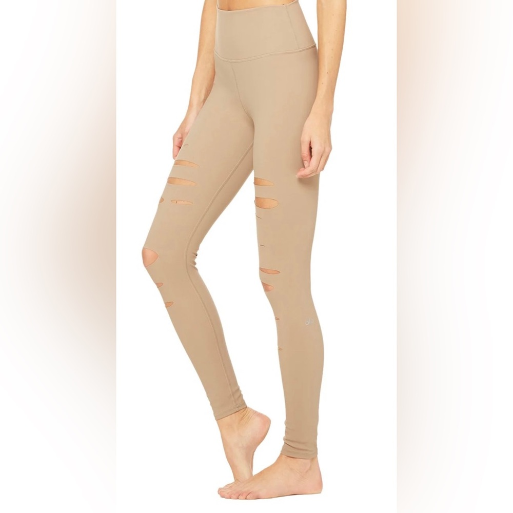 ALO - BRAND NEW Ripped Warrior Leggings, Gravel Color, Size Small